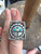 Vintage Funky Mexican Style Glass Turquoise Silver Plated Ring Adj 1960'S Sz 5-7
