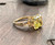 Vintage 10k Yellow Gold Lemon Quartz Diamond Deco Style Ring Size 6.75