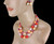 Vintage Vogue Handmade Orange Pink Red Art Glass Bead Necklace Earring Set