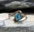 Vintage Mid Century 10k Yello Gold Blue Topaz Paste Rhinestone Ring Size  6