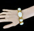 Vintage Selro Selini White Givre Glass Carved Floral 50s Link Bracelet 7.5