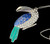 Vintage Toucan Silver Plate Rhinestones 70’s Blue Enamel Pendant Necklace