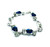 Vintage Molded Blue Glass Acorn Diamond Rhinestone silver Tone Link Bracelet 6.5"