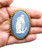 Vintage Wedgwood Blue Jasperware Nautical Maiden Gold Tone Oval Brooch Pendant