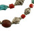 Vintage Navajo Red Coral Turquoise Gemstones Silver Plated 5 Strand Necklace 20"