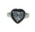 Vintage Sterling Silver Pave Marcasite Heart Shaped Crystal Rhinestone Ring 6