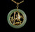 Vintage Chinese Asian Gold Plate Bird Jadeite Jade Opal Medallion Necklace 24"