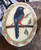 Vintage Marble Oval Trinket Pin Ring Vanity Box Hand Painted Blue Bird Design