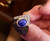 Vintage 14k White Gold Blue Star Sapphire & Diamond Mid Century Ring 7.25