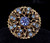 Vintage West Germany Attributed Ornate Brass Blue Paste Rhinestone Ring Sz 7.75