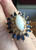 Vintage 14K Gold Hollywood Regency 1.25CT Opal w Sapphires &  Diamonds Ring 6.5