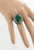 Gorgeous Antique Deco Sterling Marcasite Large Oval Green Agate Cab Ring 7.25