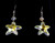 Vintage Sterling Silver Yellow Swarovski Crystal Starfish Dangle Earrings 1.25”