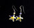 Vintage Sterling Silver Yellow Swarovski Crystal Starfish Dangle Earrings 1.25”