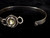 Vintage Sterling Silver Clear Rhinestone Brutalist Floral Bangle Bracelet 6.5”