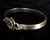 Vintage Sterling Silver Clear Rhinestone Brutalist Floral Bangle Bracelet 6.5”