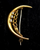 Antique 14k Yellow Gold Victorian Crescent Moon Man in the Moon Pearl Pin Brooch 1.3”