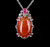 Vintage Silver Karis Carnelian Synthetic Ruby Pendant Necklace