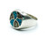 Vintage Native American Sterling Silver Crushed Turquoise MOP Signet Ring 10.5
