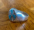 Vintage Native American Sterling Silver Crushed Turquoise MOP Signet Ring 10.5