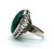 Vintage Sterling Silver Malachite Cabochon Scalloped Setting Ring Size 6