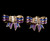 Vintage Trifari Gold Tone Blue Purple Enamel Rhinestone Bow Design Necklace Earring Set