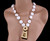 Vintage Trifari Kunio Matsumoto Gold Tone Elegant White Enamel Beaded Necklace 25”