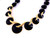 Vintage Trifari Gold Tone Elegant Black Enamel Disc Beaded Necklace 18”