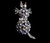 Vintage Silver Warner Attributed Cat Rhinestones Movable Tail En Tremblant Pin