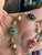 Vintage GF Gold Filled Link Bracelet Banded Agate Stones Green Small Wrist 6.75