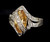 Vintage Sterling Silver Orange Clear Cubic Zirconia CZ Statement Ring Size 8