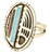 Antique Navajo Old Pawn Sterling Turquoise Spiny Oyster Oval Engraved Ring 6.25