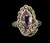 Vintage Deco Sterling Silver Rose De France Amethyst Marcasite Ring size 7.5