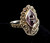 Vintage Deco Sterling Silver Rose De France Amethyst Marcasite Ring size 7.5