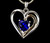 Vintage Sterling Silver 14k Gold Heart Synthetic Sapphire Diamond Pendant Necklace