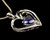 Vintage Sterling Silver 14k Gold Heart Synthetic Sapphire Diamond Pendant Necklace