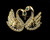 Vintage Mid Century Gold Tone Paste Rhinestone Two Swans Pin Brooch 1.5"