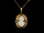 Vintage Art Deco 10k Gold Filled Shell Cameo Filigree Pendant Necklace w Box