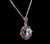 Vintage Sterling Silver Pastel Purple Cubic Zirconia CZ Marcasite Pendant Necklace
