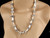 Vintage Donna Dressler White Art Glass Mother of Pearl MOP Beaded Necklace 19-22”