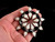 Vintage Schreiner Givre Glass White Clear Black Rhinestone Sunburst Floral Pin 3”