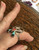 Vintage Zuni Inlaid Mosaic Turquoise Coral Shell MOP Butterfly Ring Size 9- 1" H