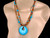 Vintage Blue Turquoise Horn Doughnut Orb Wooden Double Strand Beaded Necklace 19”