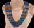 Vintage Egyptian Revival Silver Plated Dyed Wood Beaded Multi Strand Necklace 27”