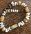 Vintage Miriam Haskell Metal Disc & Earth Tone Stone Bead Necklace Nice Boho 16"