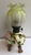 Antique Miniature Oil Lamp Baccarat Sitzendorf Porcelain & Glass Floral  9.5”