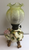 Antique Miniature Oil Lamp Baccarat Sitzendorf Porc & Vaseline Glass Floral 9.5"