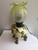 Antique Miniature Oil Lamp Baccarat Sitzendorf Porcelain & Glass Floral  9.5”