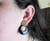 Vintage 14k Gold Black Onyx Mid Century 70s Drop Dangle Geometric Earrings 1.5”