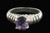 VINTAGE STERLING 1.5 CT AMETHYST RIBBED BAND  RING SZ 7 SO PRETTY!